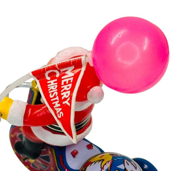 Vintage Christmas Tin Wind-up Santa on Tricycle with a Balloon ~ Works! Korea - Picture 5 of 15